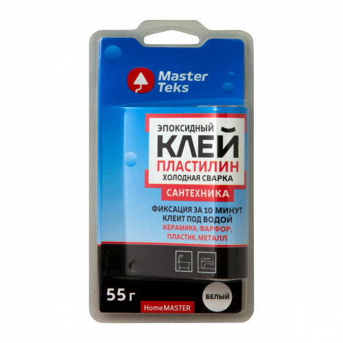 Клей-пластилин эпоксидный холодная сварка MasterTeks HomeMaster для сантехники 55 гр белый