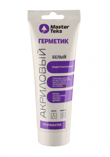 Герметик акриловый MasterTeks ProfiMaster общестроительный 250 мл белый Тюбик