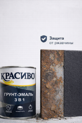 Грунт-эмаль 3 в 1 Красиво RAL 7024 Серый графит (бан 0,8 кг/14 шт)