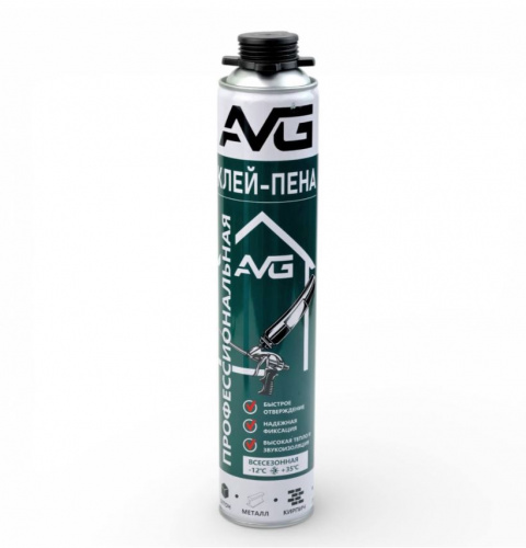 Клей-пена ПРОФИ  860 мл/920 гр всесезонная AVG (12) АКЦИЯ