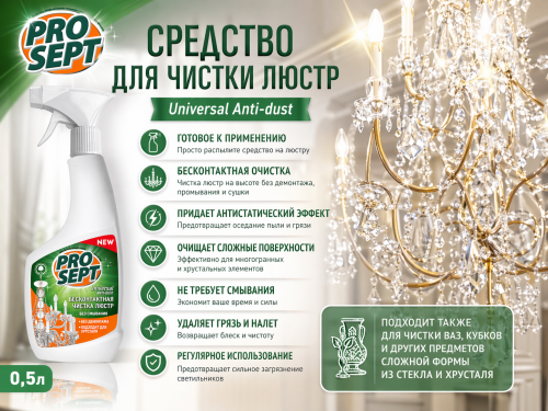Средство для чистки люстр (Universal Anti-dust). Готовое к применению. 0,5л
