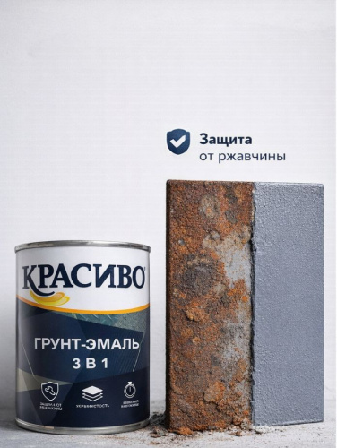 Грунт-эмаль 3 в 1 Красиво Серая (бан 0,8 кг/14 шт)