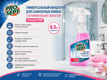Универсальный концентрат для санитарных комнат с антимикробным эффектом. Концентрат. 0,5л