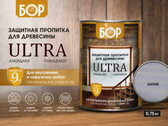Защитная пропитка для древесины АНТИК 0,75 кг Ultra БОР