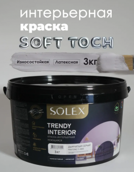 Краска интерьерная моющаяся Дымчатый серый  3кг TRENDY INTERIOR  (Pantone 11-4800) (уп 4)