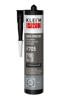 Клей-герметик гибридный для ремонта кровли, фасадов, водостоков KLEI`MPRO R705, серый 300 мл (12)