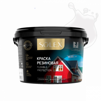 Краска резиновая для фасадов и интерьеров белая 3 кг SOLEX