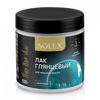 Лак для мебели и декора глянцевый 0,5 кг (6) SOLEX