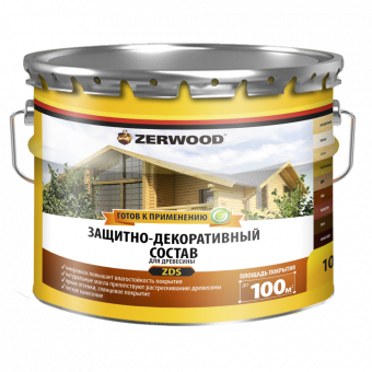 ЗАЩИТНО-ДЕКОРАТИВНЫЙ СОСТАВ ZDS махагон 10 л ZERWOOD