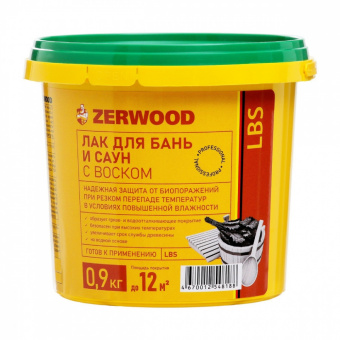 Лак для бань и саун LBS 0,9 кг (12) ZERWOOD
