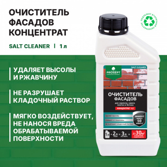 Очиститель фасадов 1 л (1:2) концентрат до30 м² PROSEPT SALT CLEANER 