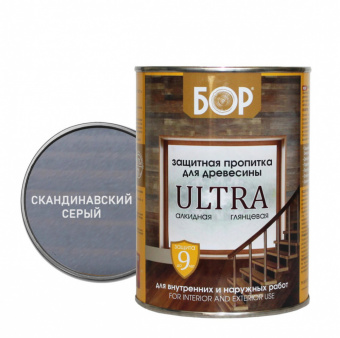 Защитная пропитка для древесины СКАНДИНАВСКИЙ СЕРЫЙ 0.75 кг Ultra БОР (14)