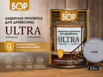 Защитная пропитка для древесины АНТИК 2,7 кг Ultra БОР